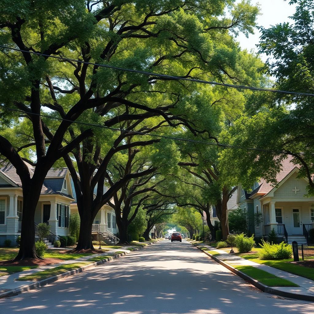 Tree-lined residential street in Atlanta, GA representing the Apex Power Solutions LLC service area.