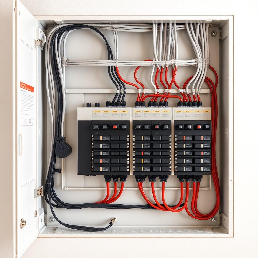 Newly installed residential electrical panel with clean, labeled wiring by Apex Power Solutions LLC.