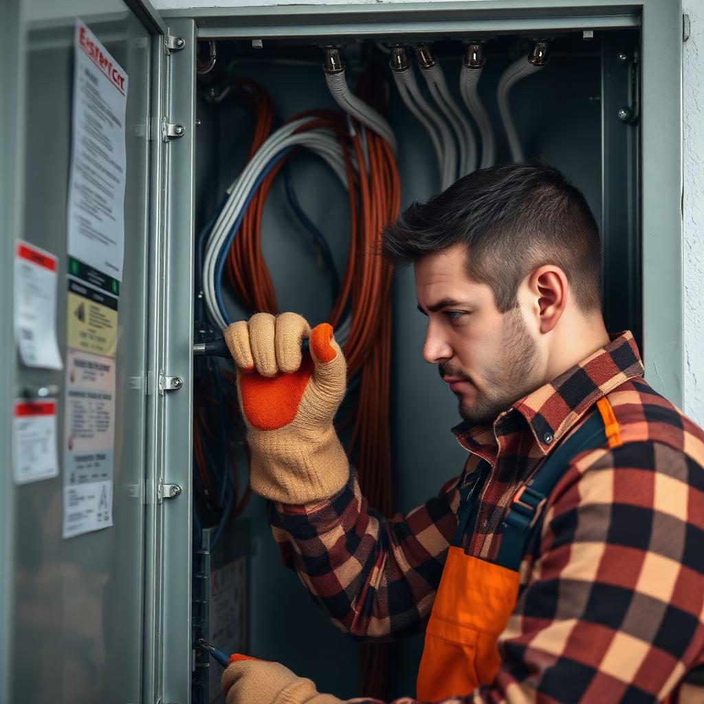 Licensed electrician performing a panel upgrade with organized wiring in an Atlanta home.