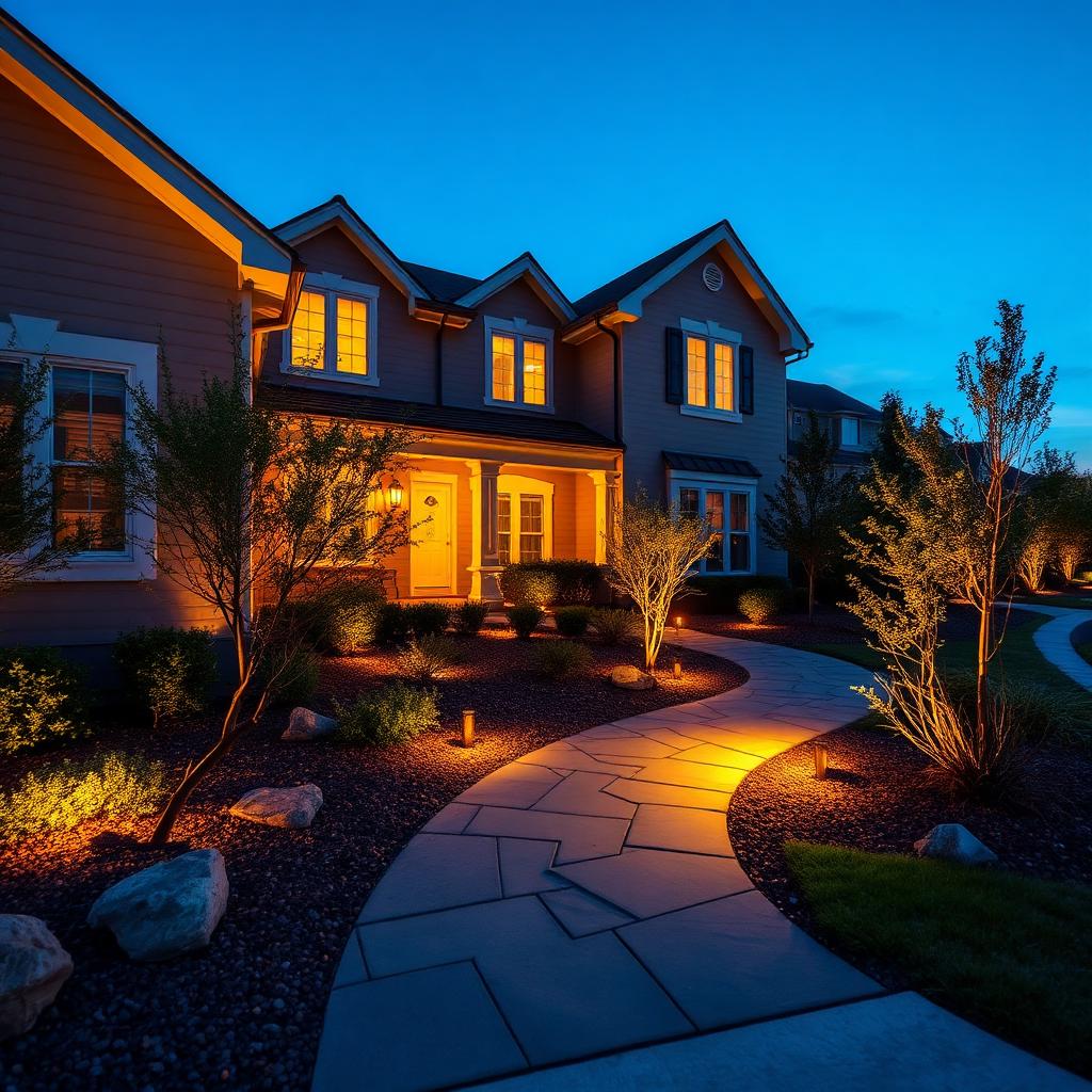Outdoor landscape lighting installation completed by Apex Power Solutions LLC in Atlanta, GA.
